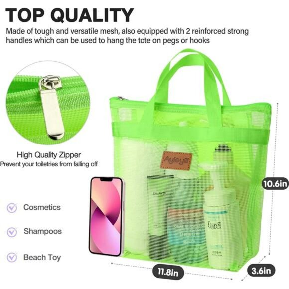 2 Pack Hanging Mesh Shower Caddy Bag Quick Dry Toiletry Organizer Travel - Picture 3 of 8